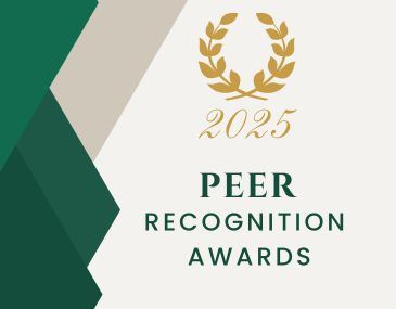 Info graphic with the words 2025 Peer Recognition Awards